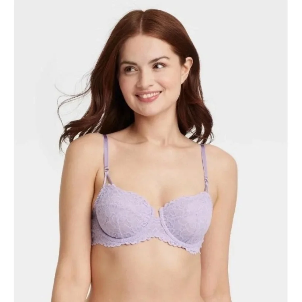 40DDD   Lace Unlined Comfort Wire Balconette Bra‎ Lavender